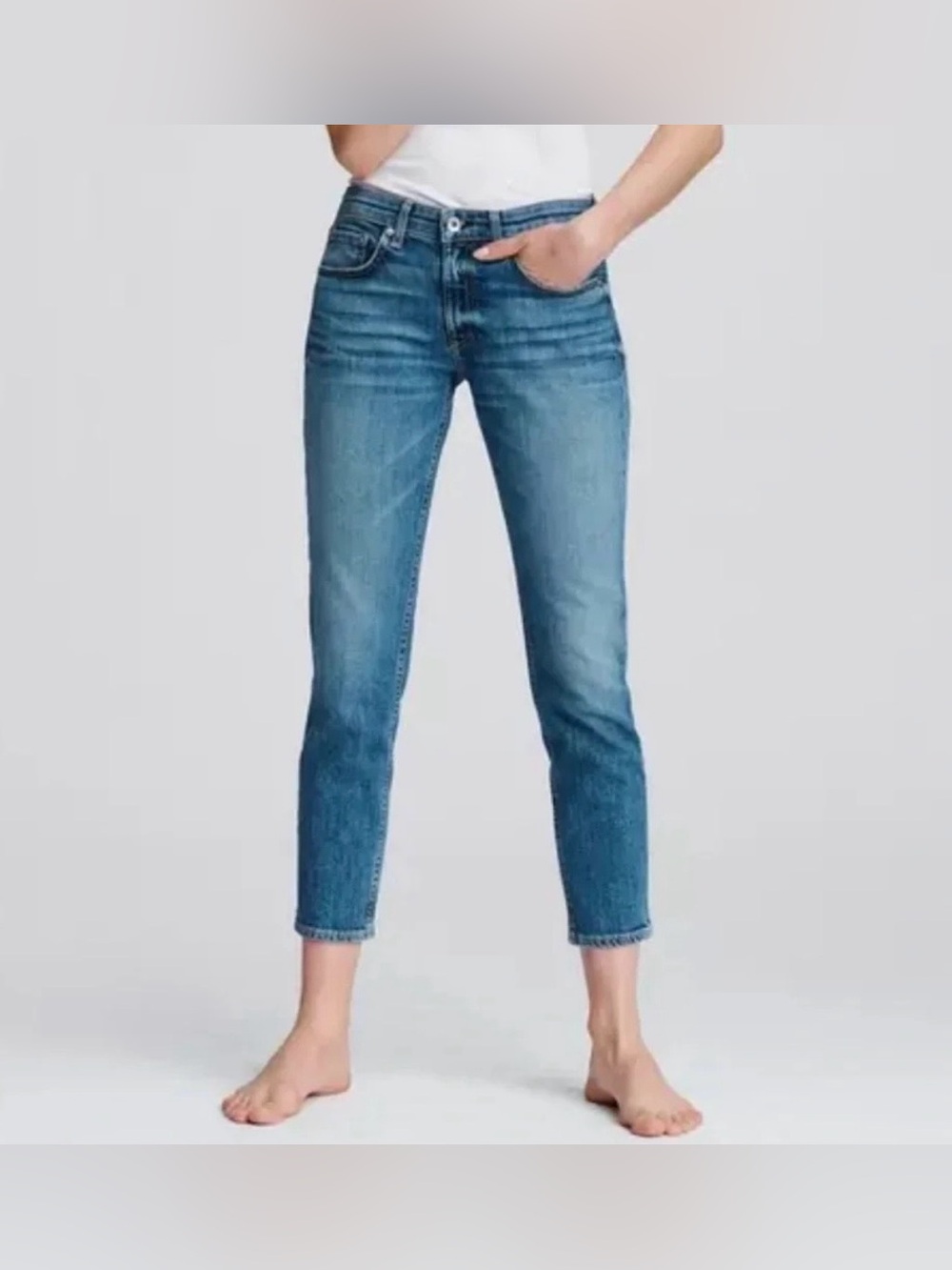 rag & bone DRE Low-Rise Ankle Slim Boyfriend Jeans in Clean Marie Size 31 Casual